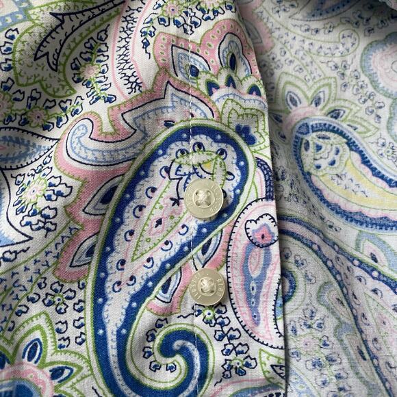 Alan Flusser Paisley Print Long Sleeved Button Down chest pocket Shirt Large - Picture 10 of 13